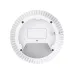 Underside of TP-Link Omada EAP653 UR Access Point with vented ring, screw holes, and labeled ports for power and PoE.