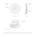 Diagram of TP-Link Omada EAP653 UR Access Point highlighting WiFi 6 design, coverage, and mounting bracket details.