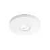 Ceiling-mounted TP-Link Omada EAP772 Access Point with circular white design and blue LED indicator.