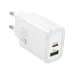 HOCO 30W GaN fast charger with Type-C PD and USB-A QC3.0 ports, compact white design with EU plug for quick charging