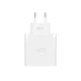 Close-up view of OnePlus SUPERVOOC 120W Power Adapter EU Plug in compact white design with USB port and prongs.