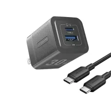 Vention FEQB0-US 2-port 30W GaN Fast Charger Adapter with 1M Type C Cable