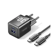 Vention FEQB0-US 2-port 30W GaN Fast Charger Adapter with 1M Type C Cable