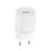 Front angled view of XO L157 EU 18W Fast Charger Adapter highlighting its slim white design.