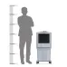 Side-by-side height comparison of Symphony HiFlo 40 Air Cooler and human silhouette showing compact 3.5ft design.
