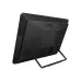 Angled back view of ASUS ExpertCenter E1 with built-in stand, ventilation edges, and multiple connectivity ports