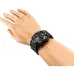 Wrist mannequin view of Casio AEQ-110W-1AVDF Digital Watch with round face, dual time display, and durable black band.