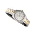 Studio angle of the Casio LTP-1302SG-7AVDF Watch displaying the fluted bezel, white dial, and two-tone bracelet.
