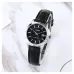 Casio LTP-V004L-1AUDF Leather Belt Ladies Analog Watch front view black dial silver markers with date window