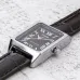 Front view of Casio LTP-V007L-1BUDF Ladies Watch with black dial and leather strap on gray surface.