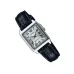 Front angled view of Casio LTP-V007L-7B1UDF Ladies Watch showing silver dial, Roman numerals, and leather strap.