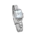 Casio LTP-V009D-2EUDF Ladies Chain Watch front view silver band rectangular case white dial black markers