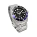 Casio MDV-107D-1A2VDF Enticer Chain Watch angled view black dial luminous markers rotating blue and black bezel