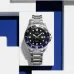 Casio MDV-107D-1A2VDF Enticer Chain Watch front view stainless steel band black dial blue bezel with date window