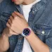 Lifestyle wrist view of Casio MDV-107D-1A3VDF Chain Watch worn with denim jacket showing diver-style bezel.