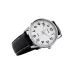 Front view of Casio MTP-1303L-7BVDF Watch with white dial, black numerals, and silver case on leather strap.