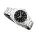 Front angled view of the Casio MTP-1308D-1AVDF Analog Watch featuring a black dial, date display, and steel bracelet.