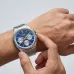 Casio MTP-1375D-2A1VDF Enticer Chain Analog Watch wrist view silver band blue dial three subdials crown adjustment