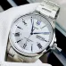 Casio MTP-1384D-7A2VDF Enticer Chain Analog Watch front view white dial blue numerals polished case stainless band