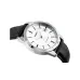 Front view of Casio MTP-V004D-7AUDF Watch with silver dial, date display, and black textured leather strap.