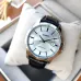 Display view of Casio MTP-V004D-7AUDF Watch with silver dial, date window, and black leather strap in cushioned box.