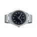 Front view of Casio MTP-V005D-1B4UDF Analog Watch with silver band and black dial featuring bold white numerals.