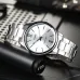 Front view of Casio MTP-V005D-7BUDF Analog Watch with silver band and silver dial featuring numerals at 12 and 6.