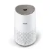 Angled top view of Philips 600i Series Air Purifier showing grey vented lid and control button above perforated base.