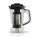 Front view of the transparent blender jar with filter from the BOSCH MG8724A1KI TrueMixx Pro 1000W Mixer Grinder.