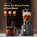 Front view of Oraimo OmniBlend OBL-581A Blender with blending jar and food processor attachment.