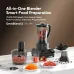 Front view of Oraimo OmniBlend OBL-881A Blender with accessories and food preparation attachments.