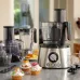 Kitchen setup view of the Philips HR‑7778 7000 Series Food Processor surrounded by ingredients and accessories.