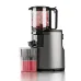 Front view of the Saachi NL‑JU‑4075 Slow Juicer processing red fruit juice with the collection cup placed in front.