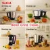 Promotional view of Tefal Puregrind Mixer Grinder jars showing grinding, chutney, blending, and liquidizing functions.