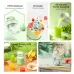 Collage view of portable blender with fruits and juice showing compact design and fresh blending use