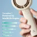 Close-up handheld view of Aecooly PB01 A Halo 01 Handheld Portable Fan showing grip design with control button and airflow output