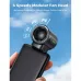 Close-up view of Aecooly PK01 F1 Air Mate Mini Type-C Fan attached to smartphone showing compact clip-on cooling design