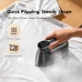 Hand ironing a white shirt with an Oraimo steam iron releasing a 75g deep penetration burst of steam.