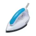 Angled front view of the Panasonic NI‑317T Dry Iron in blue showing the pointed soleplate and ergonomic handle.