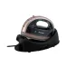 Side view of the Panasonic NI‑WL35 Cordless Steam Iron resting on its charging base with the handle and cord visible.