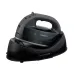 Side view of the Panasonic NI‑WL55 Cordless Steam Iron placed on its charging base with a sleek dark body design.