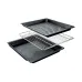 Accessory set for the BOSCH Series 8 CMG7241B1M Microwave Oven showing trays and a metal grill rack.