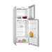 Open front view of the BOSCH KDN55NL20M Series 4 485L Refrigerator showing spacious fridge and freezer compartments with food items.
