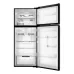 Front view of Haier HRF-500VMB 518L refrigerator with doors open showing empty storage compartments and shelves.