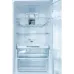 Interior of Hitachi R-BG410P6PBX (XGR) Refrigerator with Dual Fan Cooling panel, slide shelf, and transparent drawers.