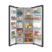 Midea SBS MDRS925CIG45BD side-by-side refrigerator with spacious interior, shelves, drawers and door storage.