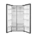 Midea SBS MDRS925CIG45BD refrigerator interior showing shelves, storage bins and spacious compartments.