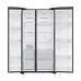 Open empty interior view of the Samsung RS72R5011B4/D2 647L Side By Side Refrigerator showing shelving and freezer layout.