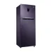 Front angled view of Samsung RT34K5532UT/D3 Refrigerator with digital display and purple finish.