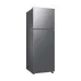 Angled front view of the Samsung RT35CRT42CG6422S9 415L Top Mount Refrigerator showing its silver finish with doors closed.